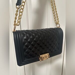 Black Gold Chain Purse
